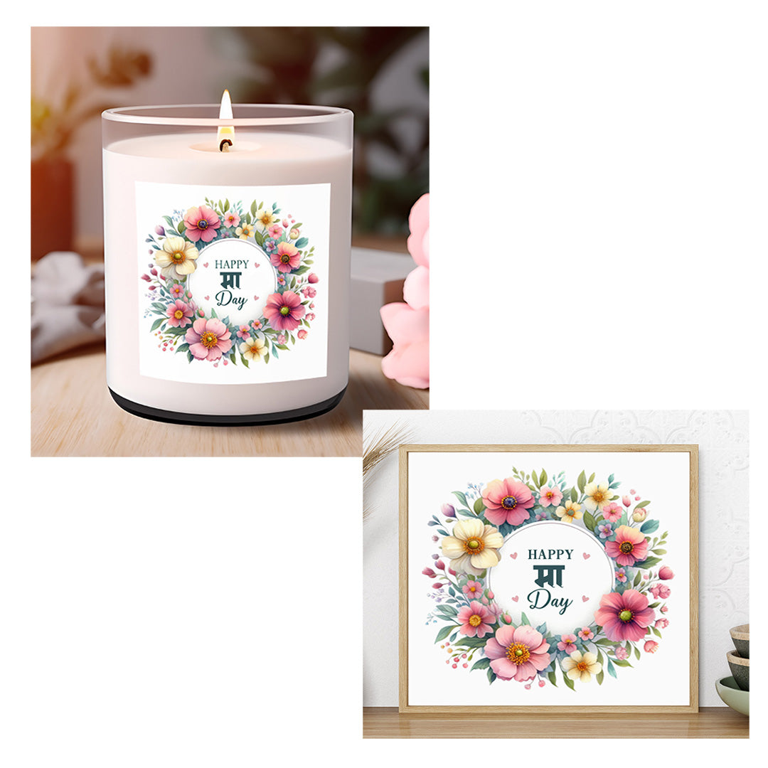 Gujarati, Hindi Mother's Day Candle & Card Gift set