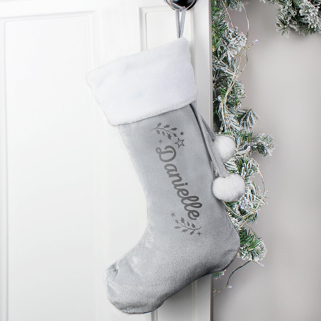 Personalised Luxury Silver Grey Stocking