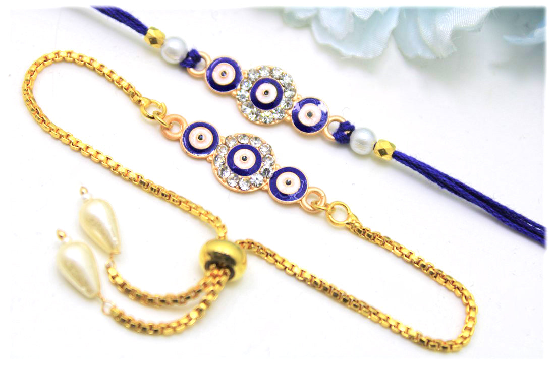 Bhai Bhabhi Evil Eye Rakhi Set - Designer Style