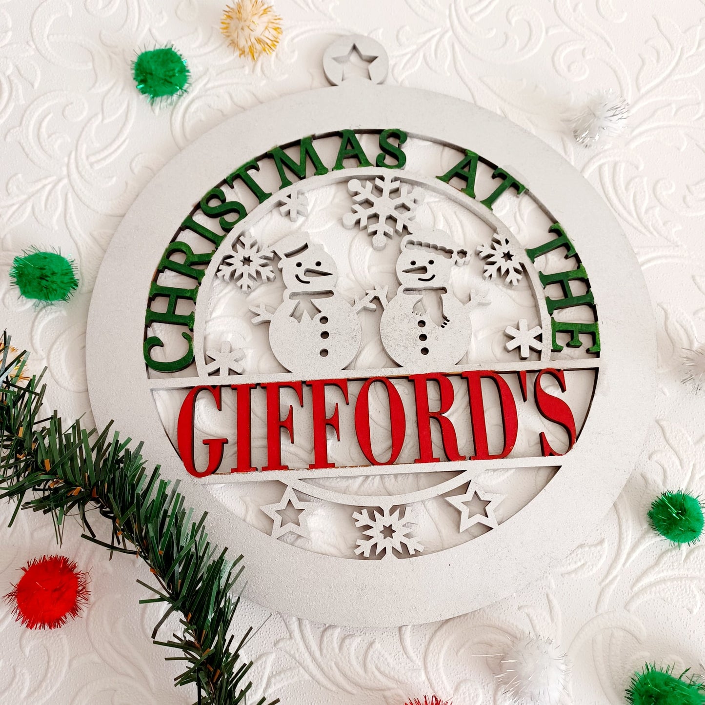 Christmas at the sign/wreath