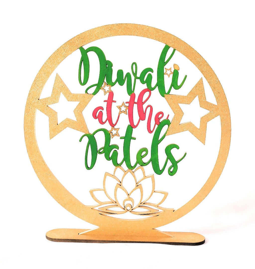 Personalised Diwali At The... Sign lotus freestanding sign decoration and gift