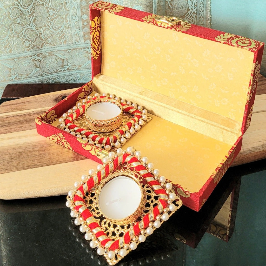 Diwali Square Diya in gift box, diyas, diwali decorations