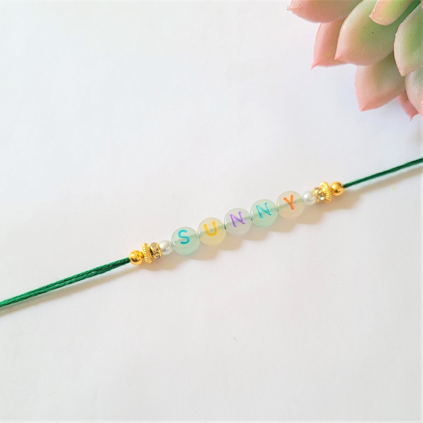 Kids personalised Glow in the dark colour beads Rakhri/Rakhi