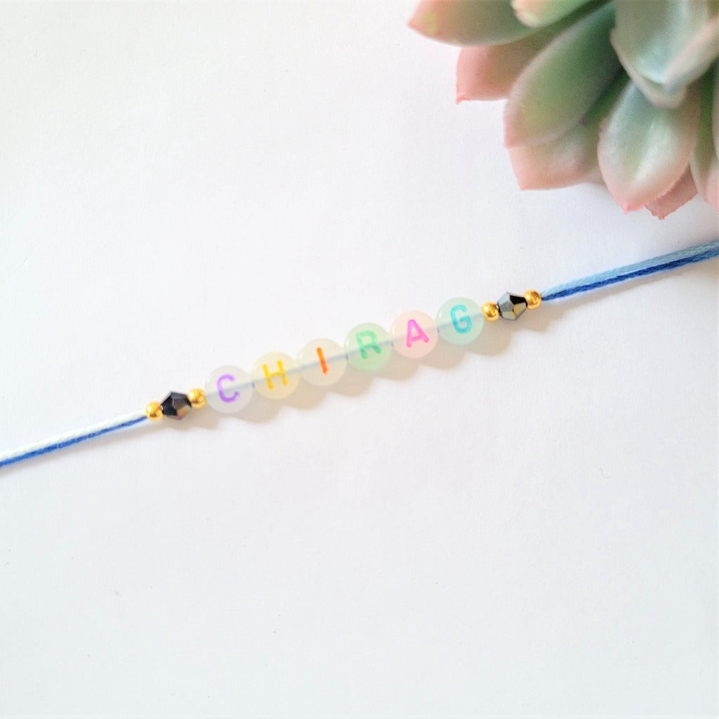 Kids personalised Glow in the dark colour beads Rakhri/Rakhi