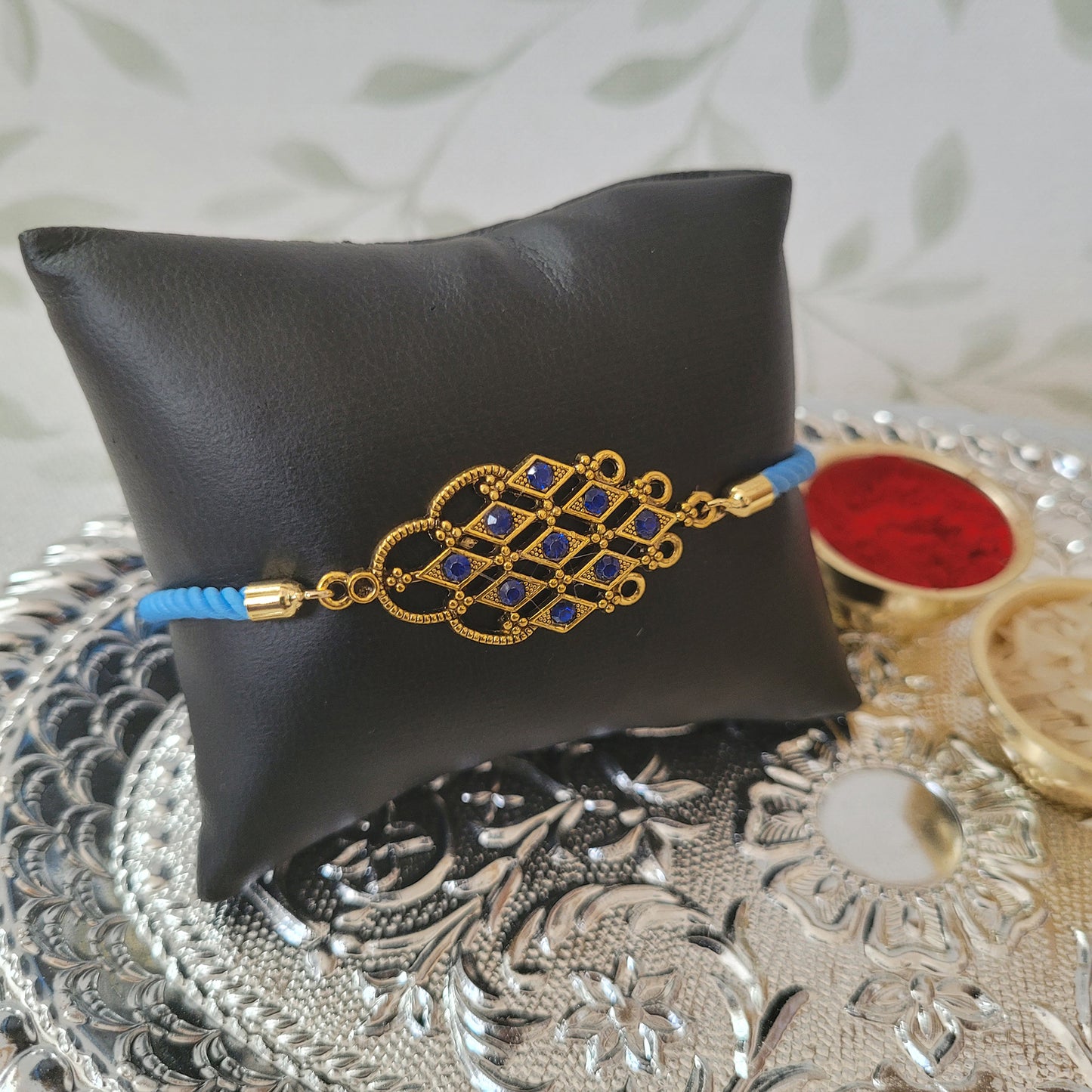Adjustable Rakhi Bracelet For Raksha Bandhan with CZ Diamond Stones
