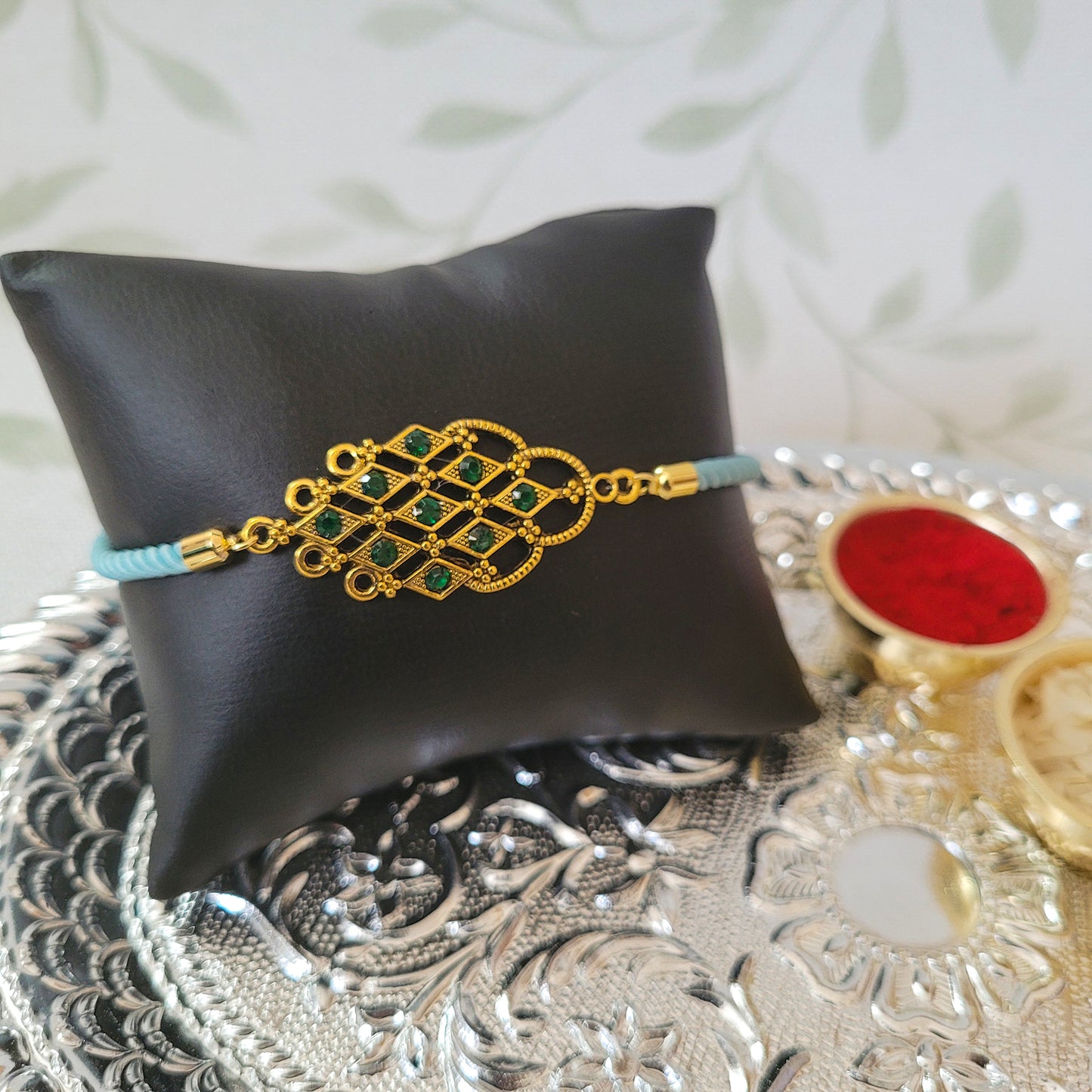 Adjustable Rakhi Bracelet For Raksha Bandhan with CZ Diamond Stones