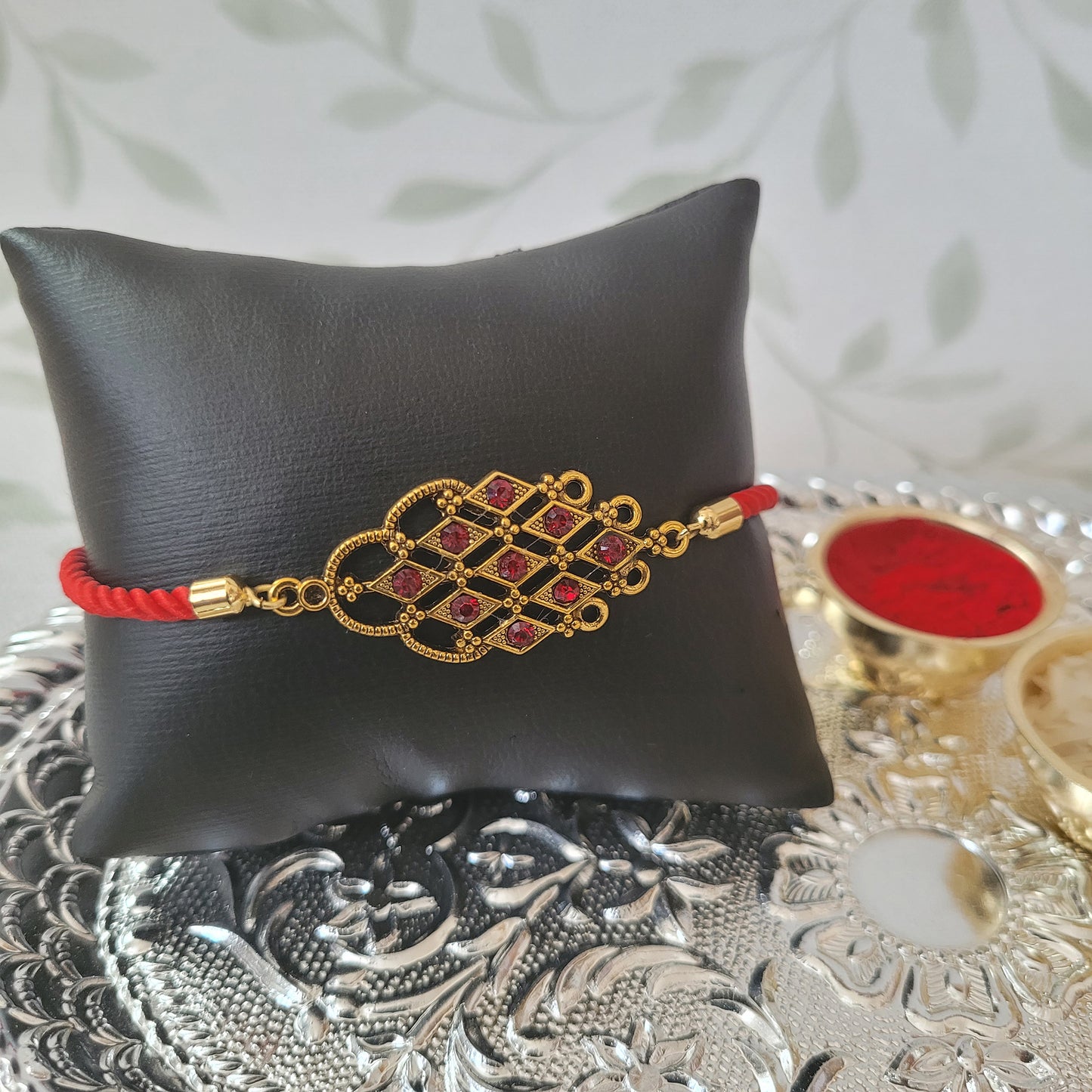 Adjustable Rakhi Bracelet For Raksha Bandhan with CZ Diamond Stones