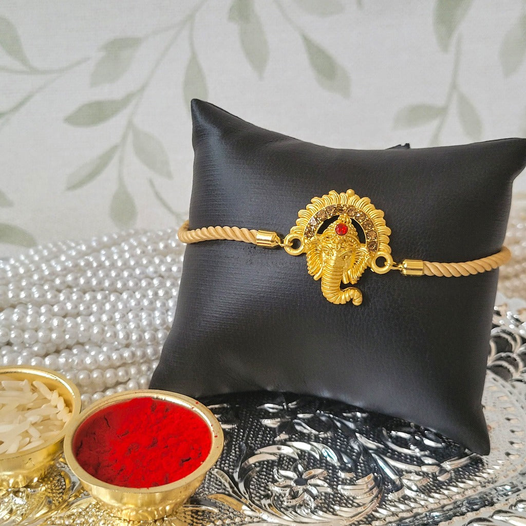 Adjustable Ganesh Rakhi Bracelet - symbolizes success and good fortune