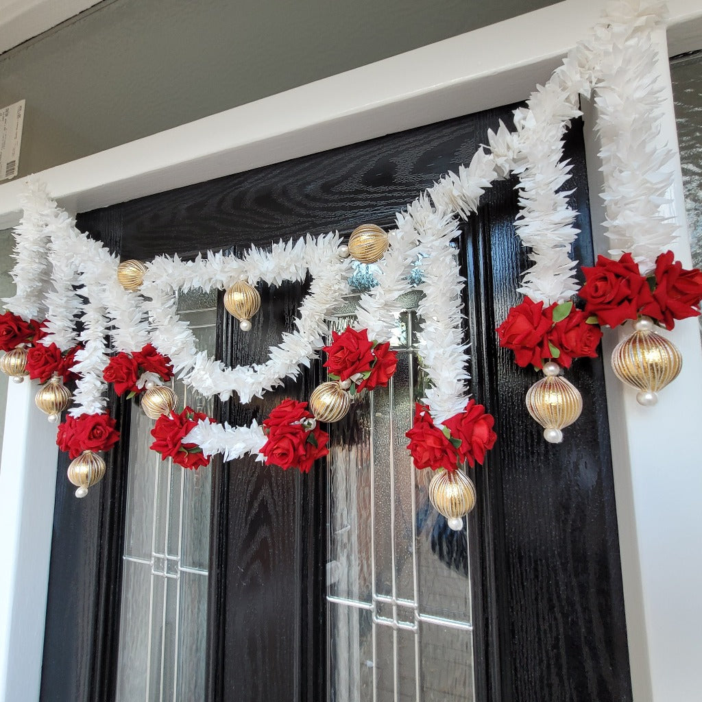 Premium Traditional Red and White Indian door hanging, Door Toran, Diwali toran