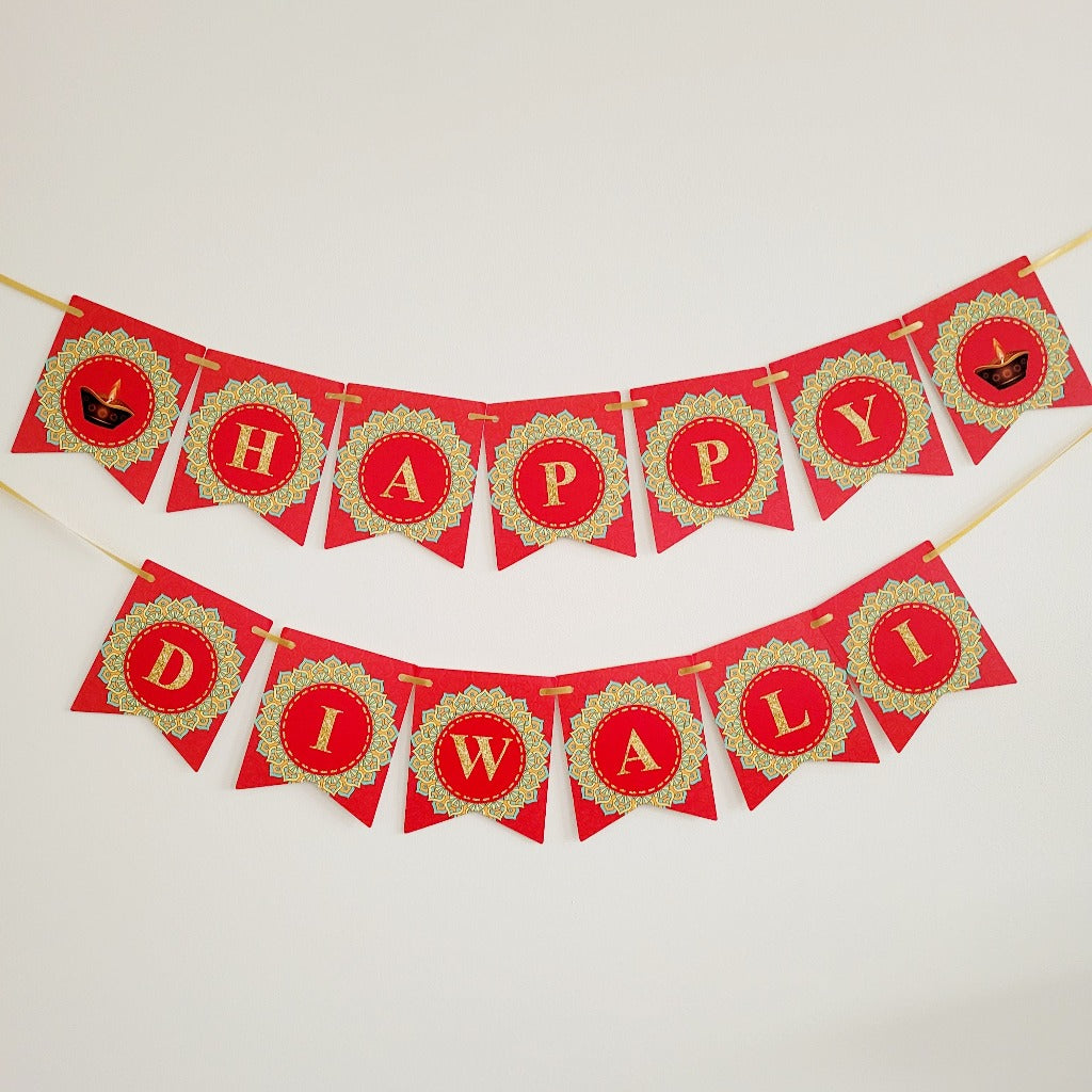 Red Diwali Decorative Banner