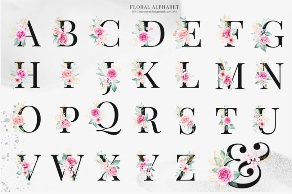Black Floral Letter Candle