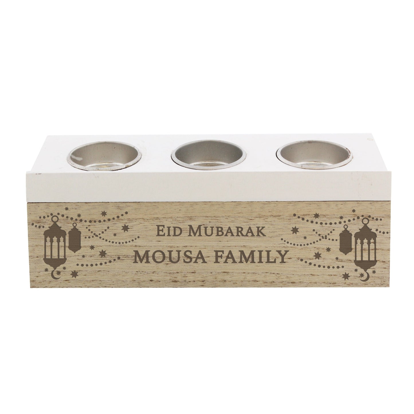 Personalised Muslim Islamic Ramadan Kareem Eid Mubarak Triple Tealight Holder