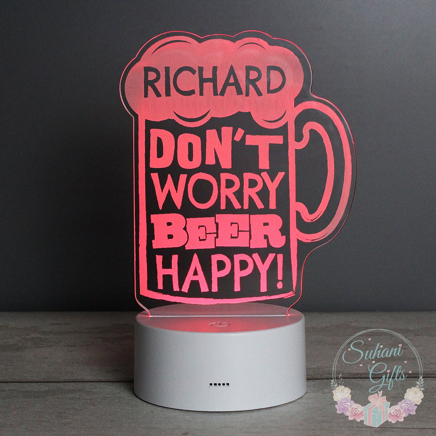 Personalised ""Beer Happy"" LED Colour Changing Light - Suhani Gifts