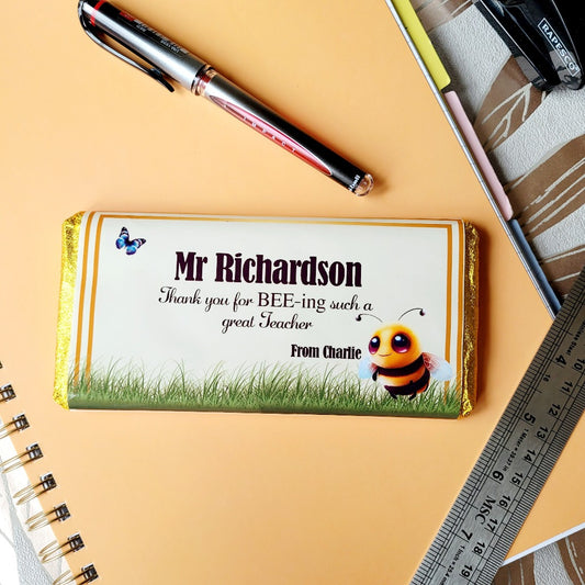Sweet Teacher Gift - Personalised Chocolate Bar With Colorful Design