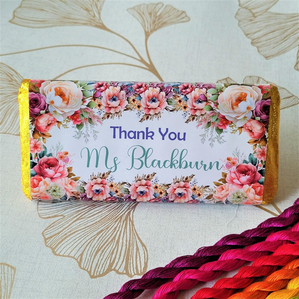 Sweet Teacher Gift - Personalised Chocolate Bar With Colorful Design