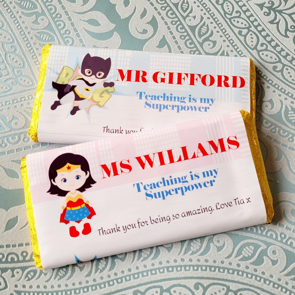Sweet Teacher Gift - Personalised Chocolate Bar With Colorful Design