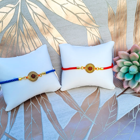 Rudraksh Rakhi Adjustable Bracelet Design