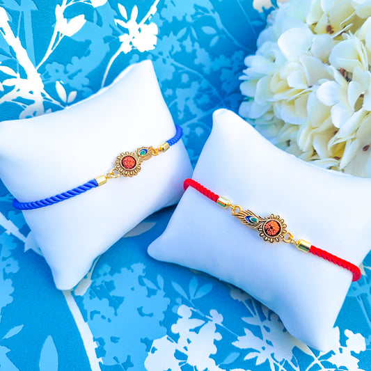 Rakhi for your Kanha - Peacock feather design with Rudraksh