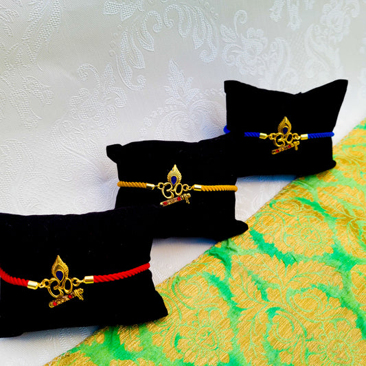 Rakhi Bracelet Mor Pankh (Peacock Fether) Krishna Flute Design