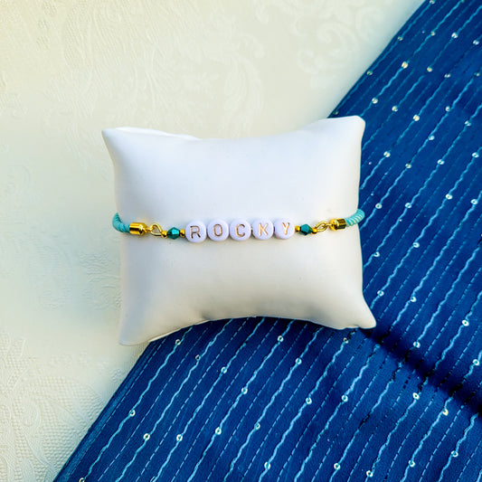 Personalised Beaded Name Rakhi Bracelet Adjustable Bands