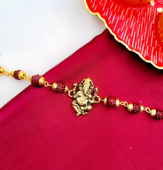 Ganesh Rudraksh Rakhi Bracelet For Brother