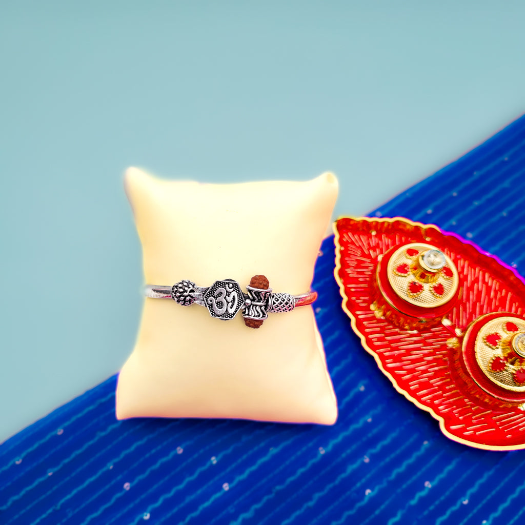 Silver Rakhi Om / AUM Kada Style