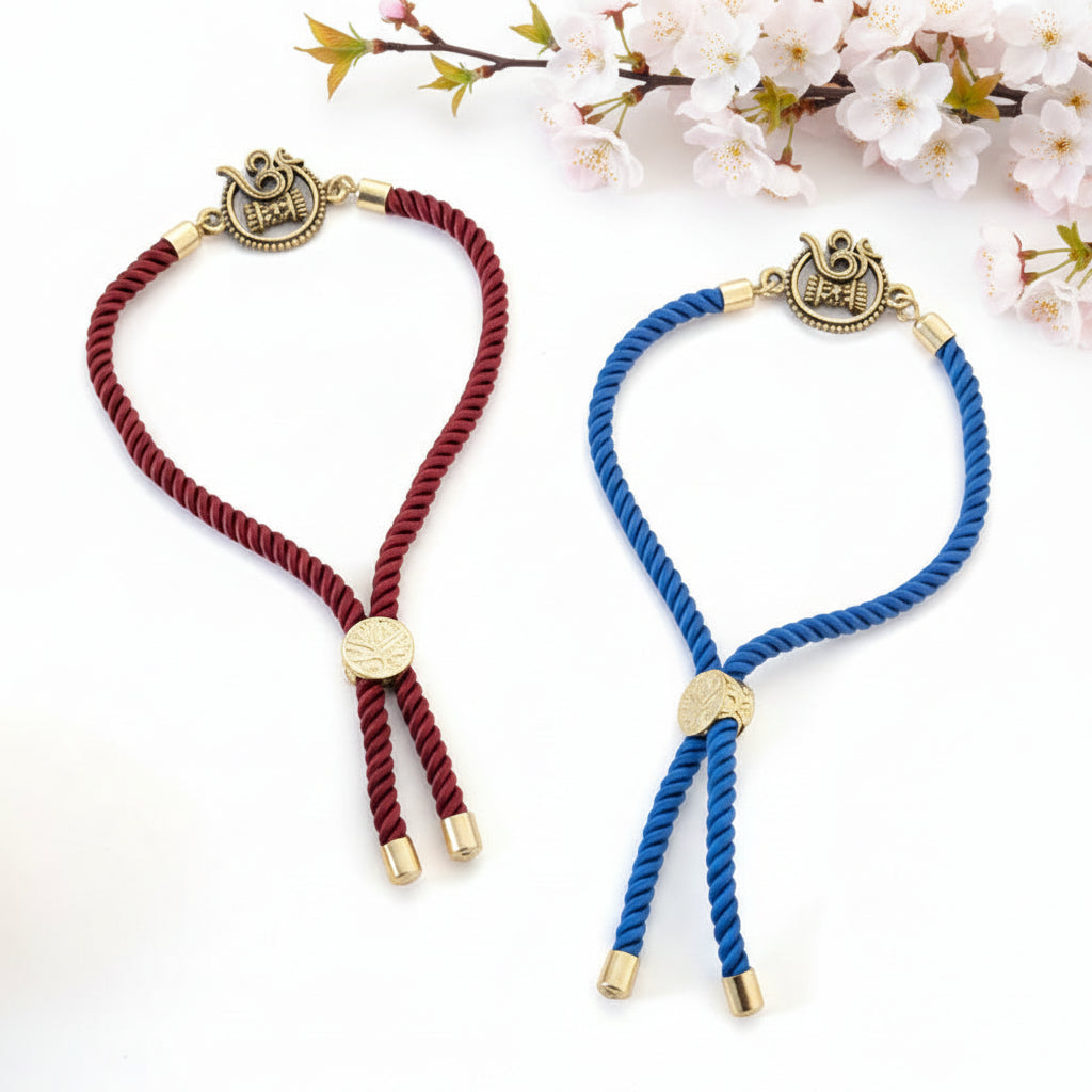 Om Adjustable Rakhi Bracelet – Gold Finish Spiritual Rakhi