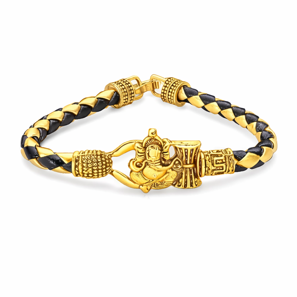 Lord Ganesha Bracelet – Gold Finish Spiritual Braided Bracelet