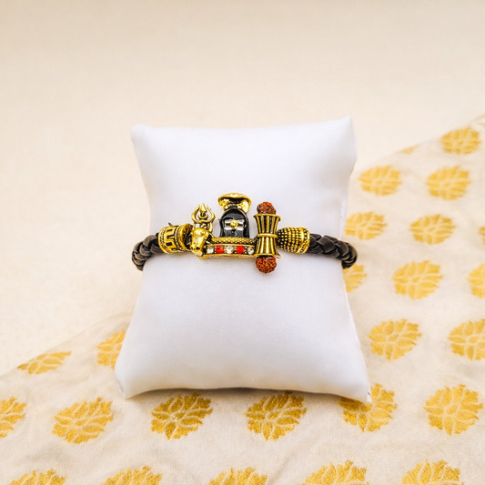 Mahadev Shiv Ling Bracelet – Spiritual Bracelet with Rudraksha & Damru Design