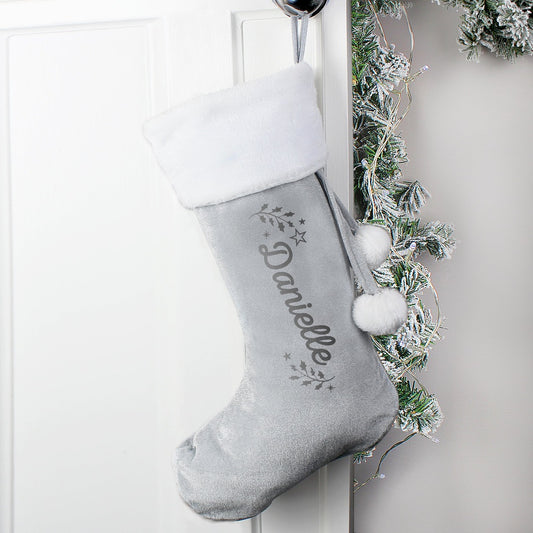 Personalised Luxury Silver Grey Stocking