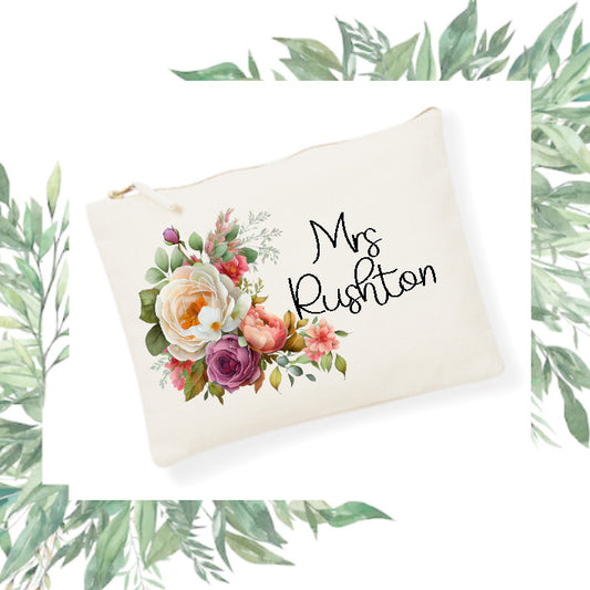 Best Gift For Teacher Personalised  Makeup Bag / Pencil Case Floral Design