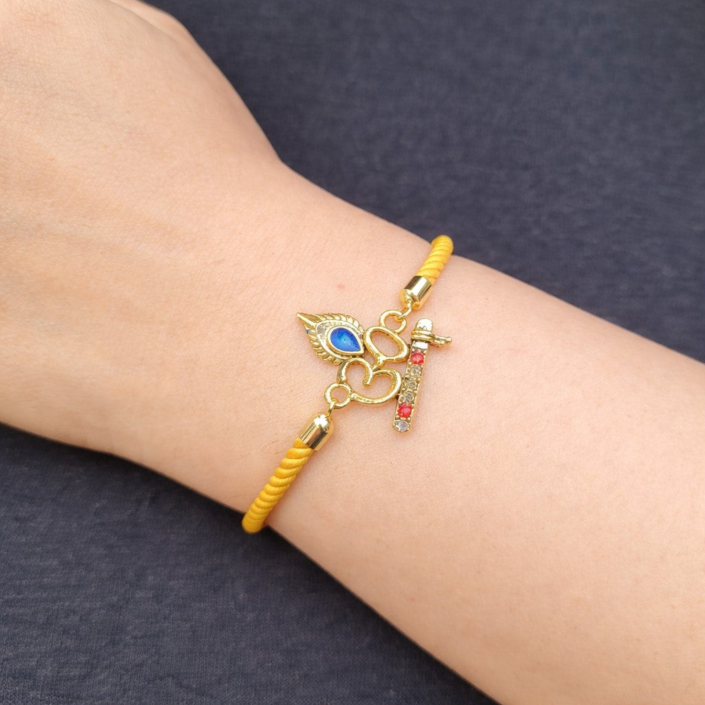 Rakih Bracelet Mor Pankh (Peacock Fether) Krishna Flute Design