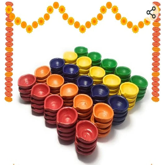 Colourful Clay Diyas