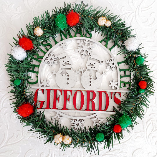 Christmas at the sign/wreath