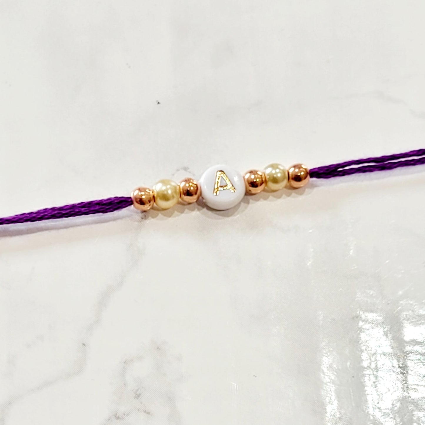 Personalised Initial Rose Gold Letter bead Rakhi, Rakhri bracelet, Initial only