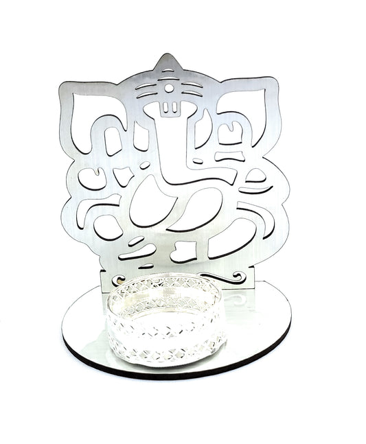 Ganesh Silver Shadow Tealight holder