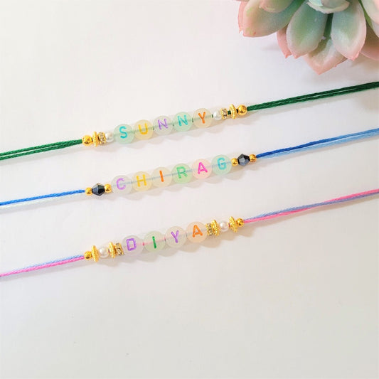 Kids personalised Glow in the dark colour beads Rakhri/Rakhi