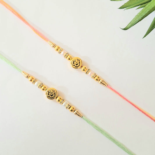 Golden Om Charm Rakhri/Rakhi/ Friendship bracelet