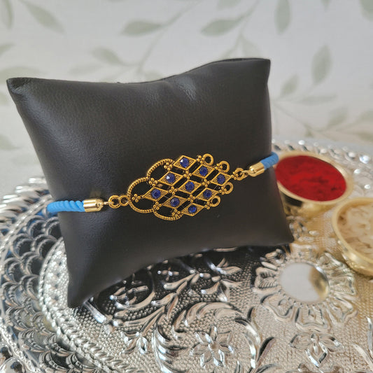 Adjustable Rakhi Bracelet For Raksha Bandhan with CZ Diamond Stones