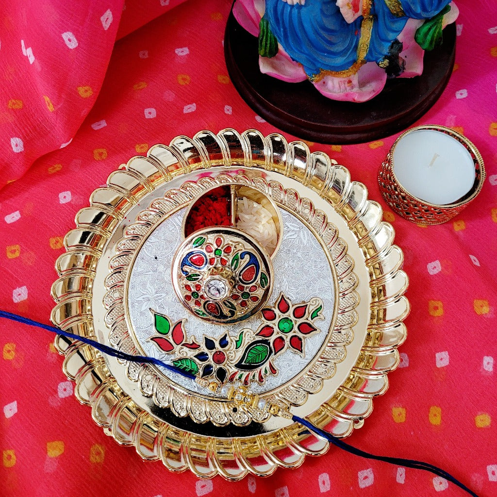 Thali with kumkum and Rice Dibbi
