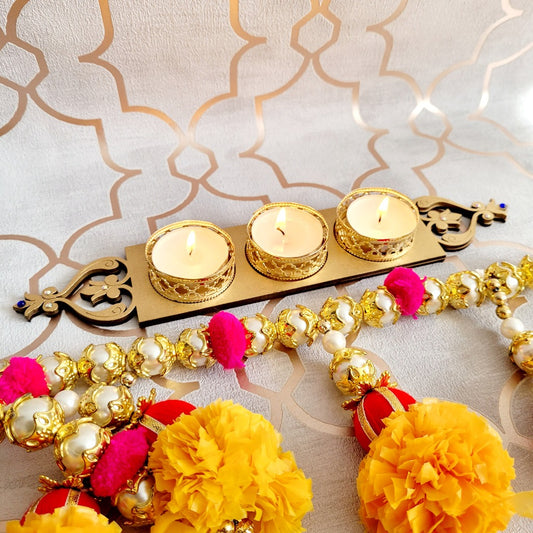 Triple Tealight Diwali Diya