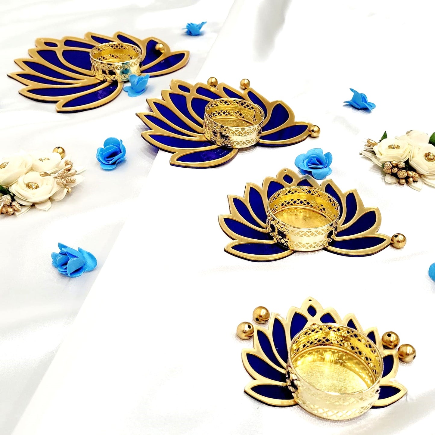 Lotus Diya For Diwali - Sheer Elegance in Multiple Colours Red Yellow Blue Green