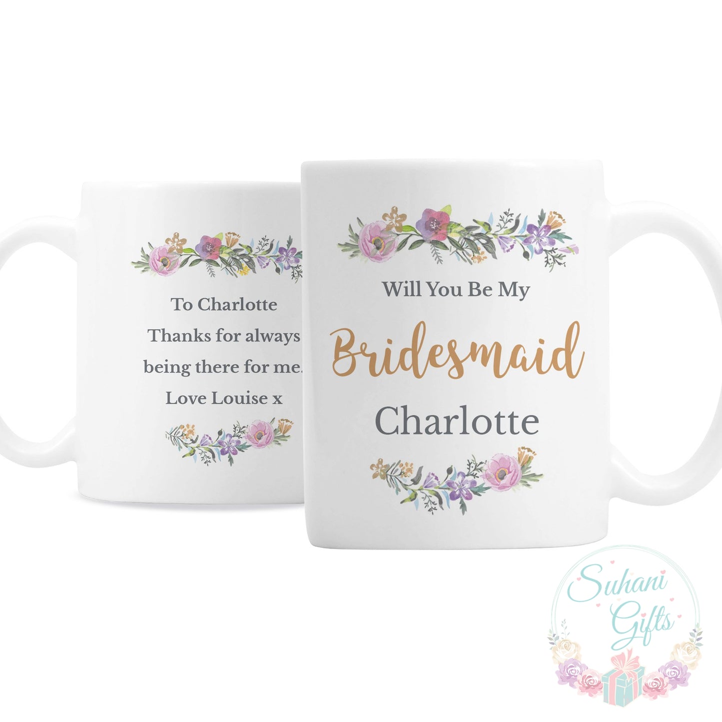 Personalised Floral Message Mug-Suhani Gifts