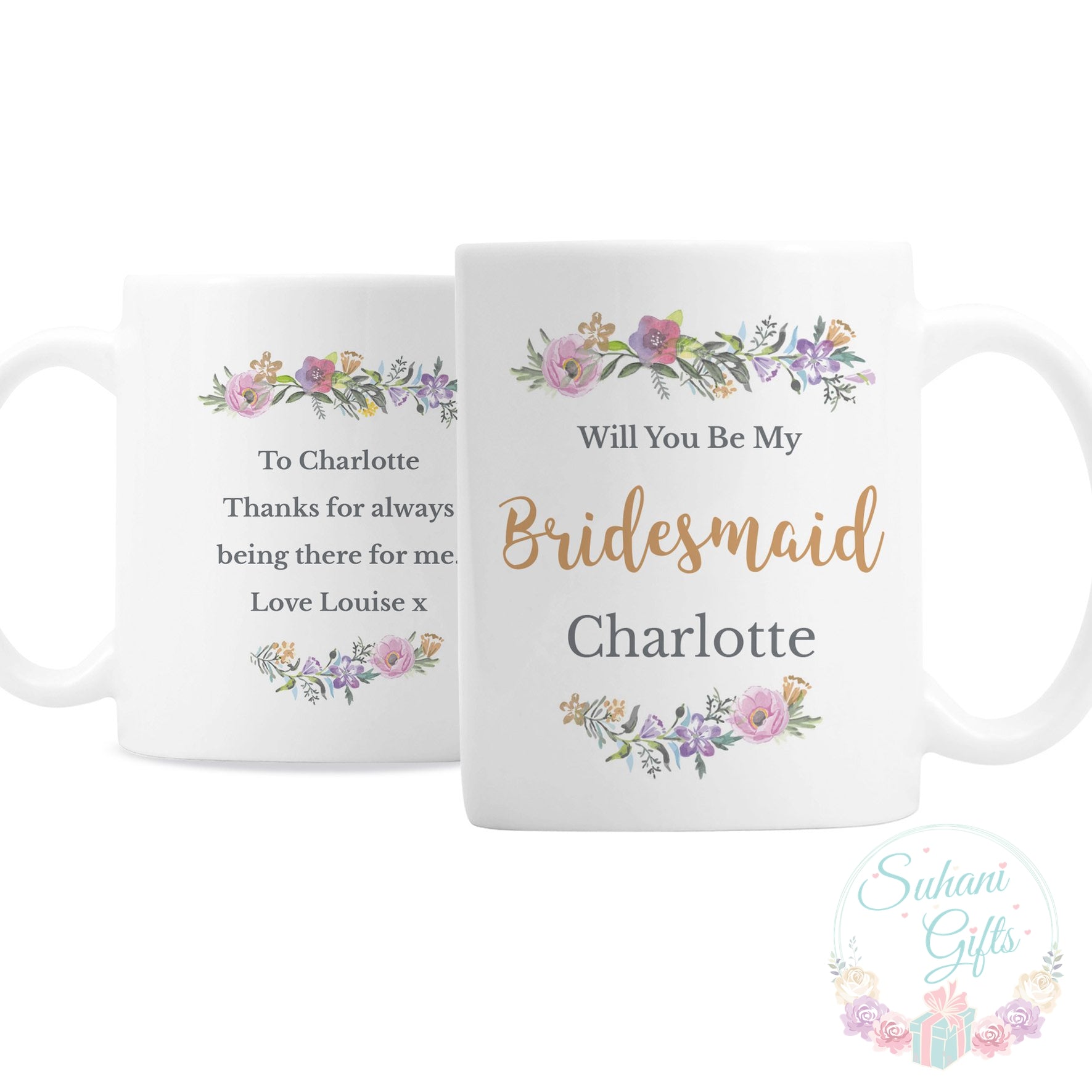 Personalised Floral Message Mug-Suhani Gifts