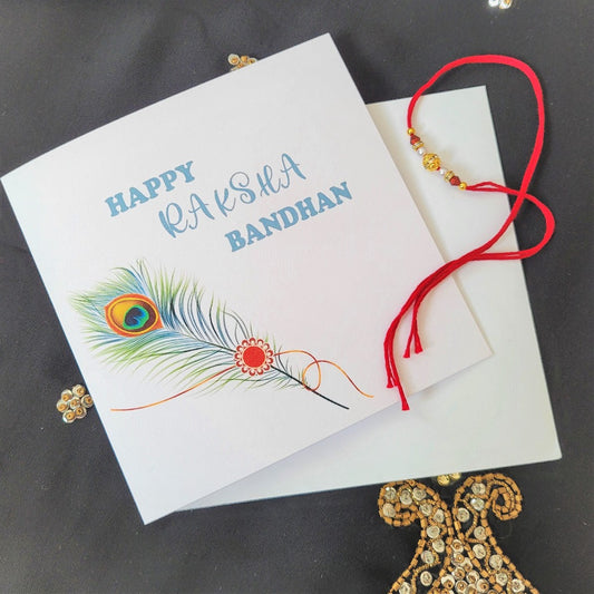 Peacock Feather Rakhi Card for Raksha Bandhan