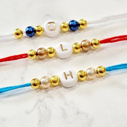 Personalised Initial multi tone bead Rakhi, Rakhri bracelet, Initial only