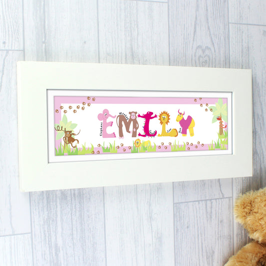 Personalised Animal Pink Name Frame
