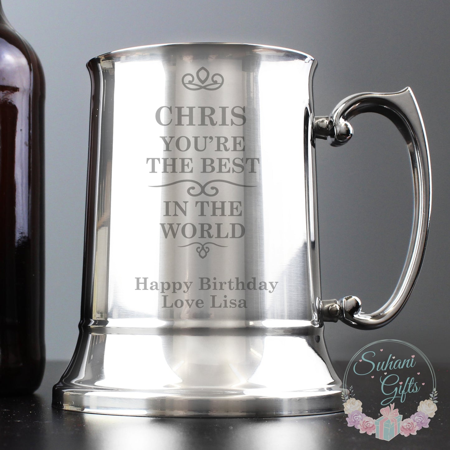Personalised Best in the World Stainless Steel Tankard - Suhani Gifts