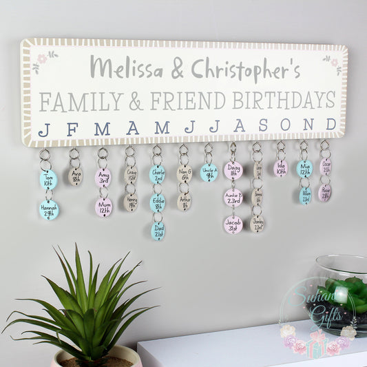 Personalised Birthday Planner Plaque with Customisable Discs - Suhani Gifts