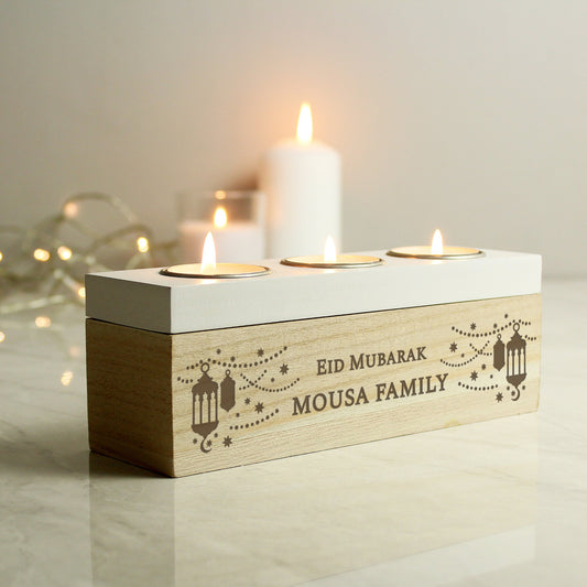 Personalised Muslim Islamic Ramadan Kareem Eid Mubarak Triple Tealight Holder